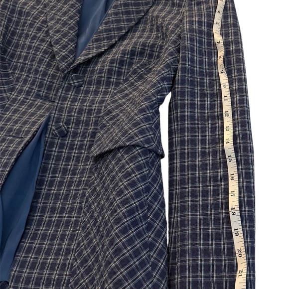 AUTHENTIC FLAWLESS Altuzarra Fenice blue gingham Seersucker Blazer Size 34 - Picture 3 of 16